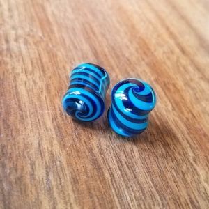 7/16" Double Flared Swirly Glass Plugs